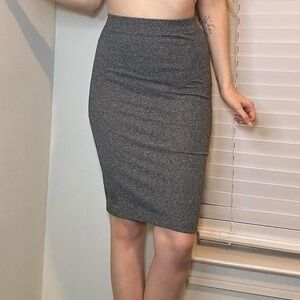 Grey midi pencil skirt